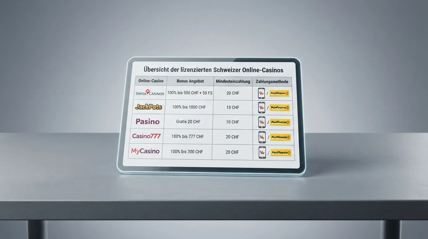Übersicht der Casinos in einer Vergleichstabelle mit Apple-Pay-Logo
