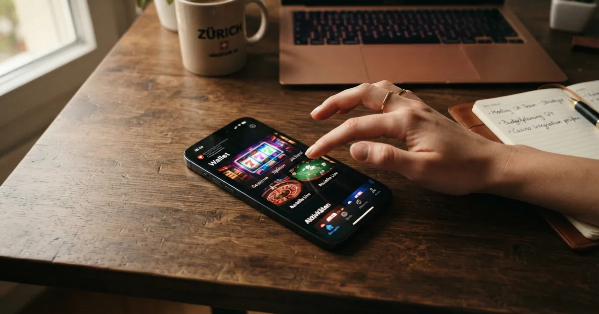 ecoPayz/Payz-Wallet-Interface auf einem Smartphone mit Casino-Lobby im Hintergrund