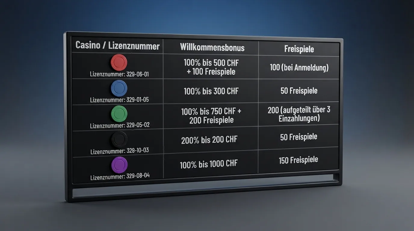 Zehn Casino-Logos in einer horizontalen Reihe, darunter die ESBK-Lizenz als verbindendes Element