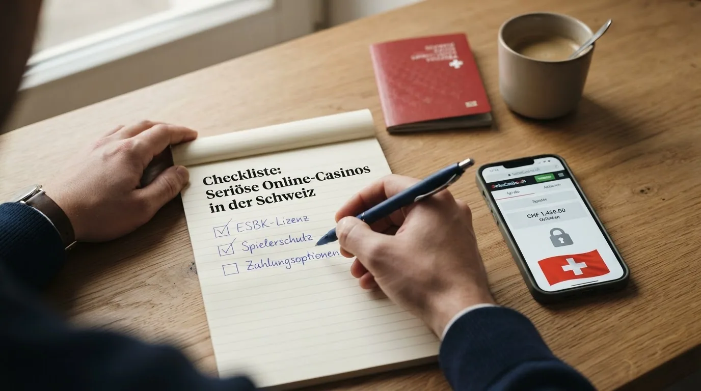 Eine Checkliste mit Kriterien für die Wahl eines seriösen Online-Casinos in der Schweiz