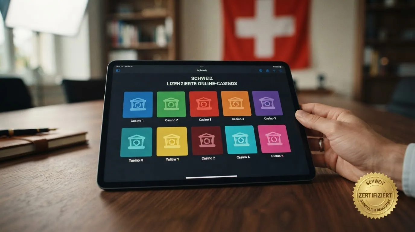 Zehn Casino-Logos in einer übersichtlichen Vergleichsanordnung mit hervorgehobenem ESBK-Siegel
