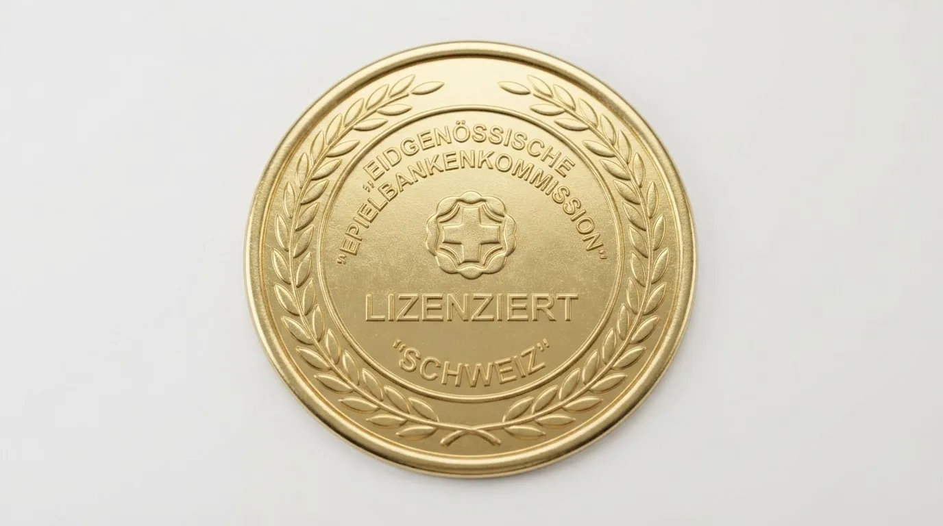 Offizielles Logo der Eidgenössischen Spielbankenkommission ESBK auf weissem Hintergrund mit Schweizerkreuz