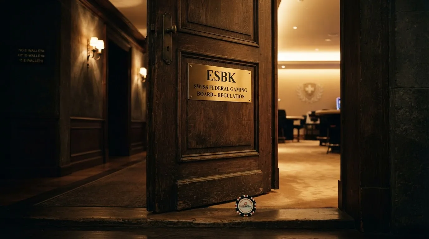 Visualisierung: Geschlossenes Tor mit ESBK-Schild, geöffnete Tür mit Offshore-Symbol dahinter