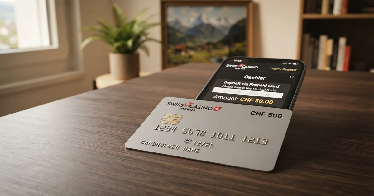 Aplauz-Prepaid-Karte mit 16-stelligem Code vor einer Casino-Oberfläche mit CHF-Währung