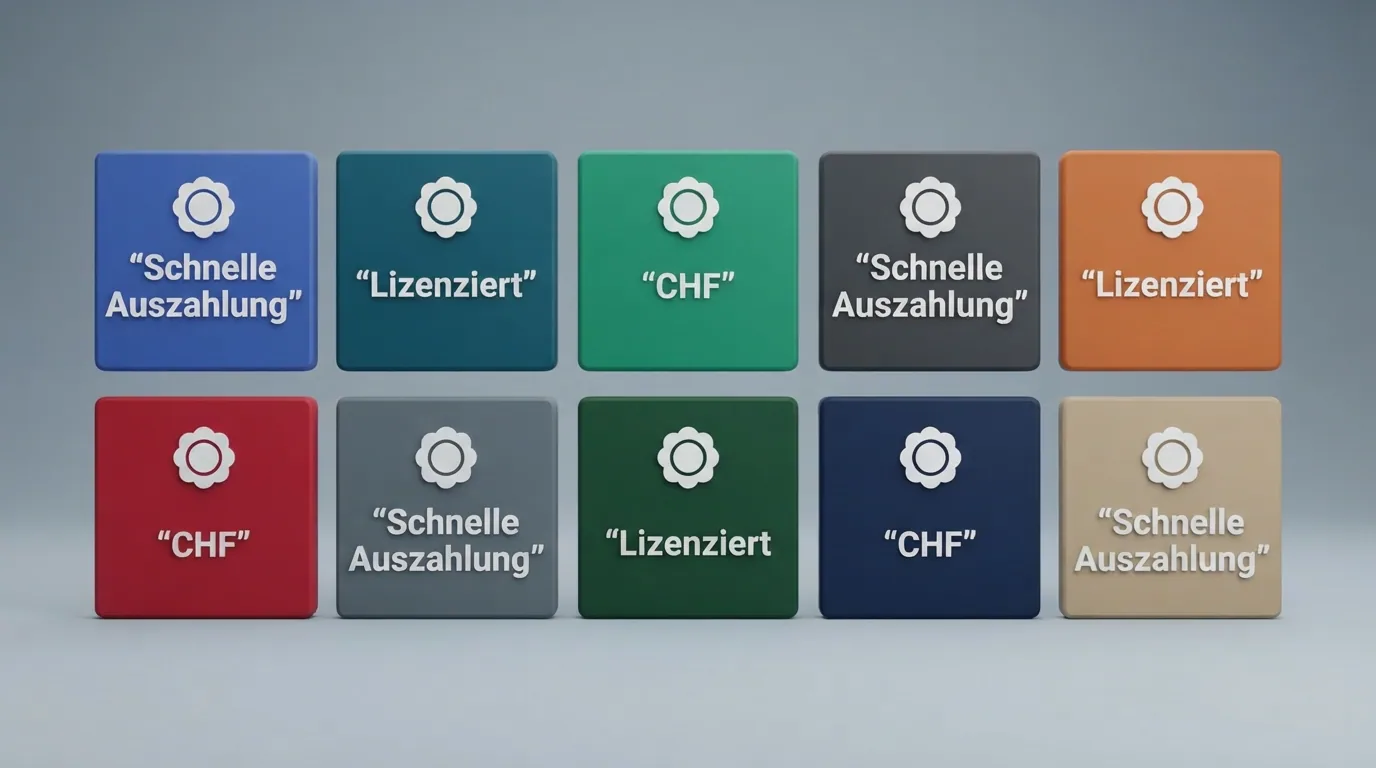 Zehn Casino-Logos oder Kacheln mit den wichtigsten Kenndaten zu Auszahlungsdauer und Bonus