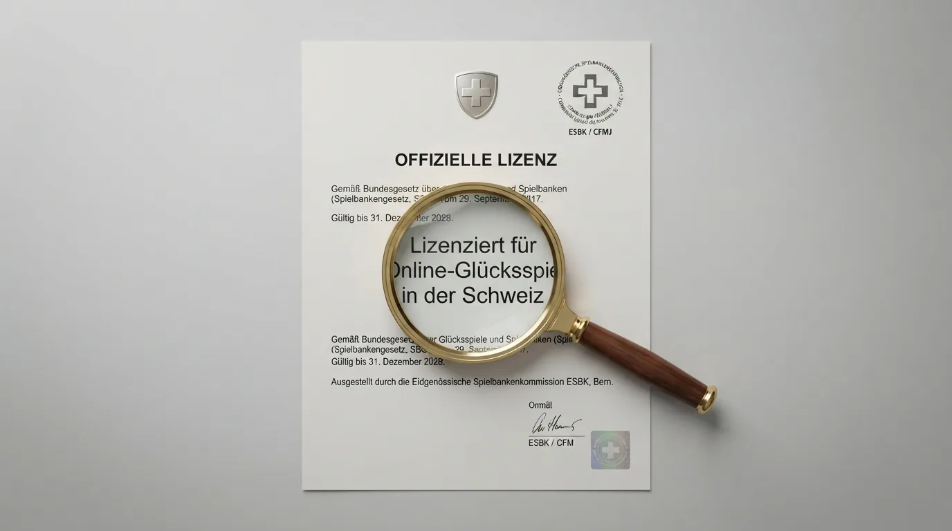 Offizielles ESBK-Dokument mit Schweizer Wappen und einer Lupe als Prüfsymbol
