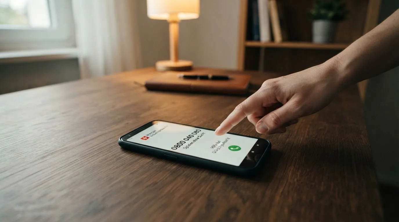 Telefon-Hotline-Nummer und Logo von «Spielen ohne Sucht» auf dunklem Hintergrund