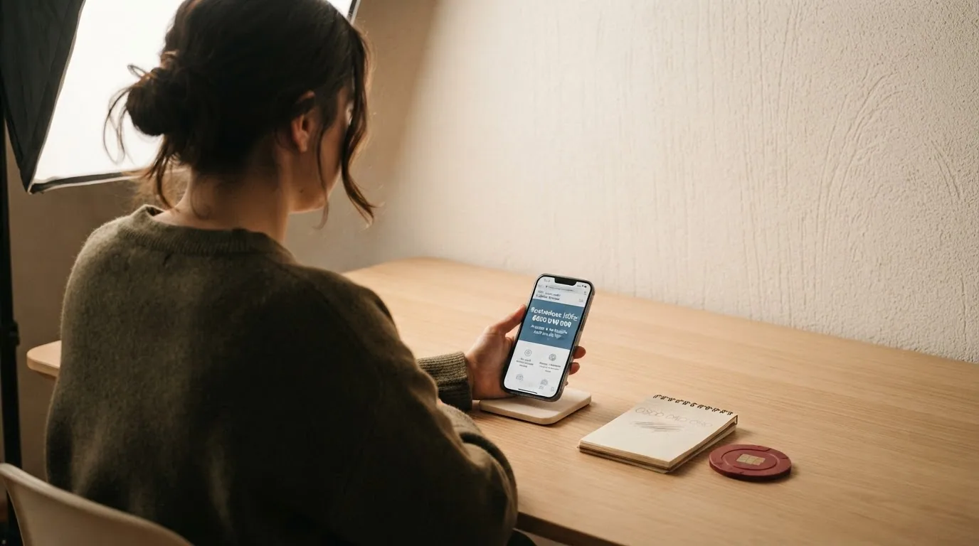 Ein Smartphone mit geöffneter SOS-Spielsucht-Helpline-Seite, daneben die Nummer 0800 040 080 gut lesbar